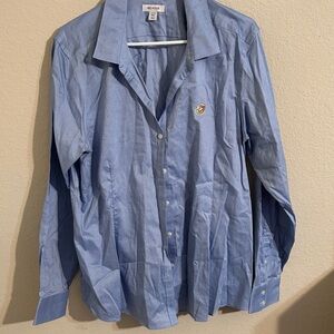Red House Blue Button-Up Shirt with Logo Career Business